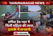 यमुनानगर: हमीदा हेड नहर में मिली महिला की लाश, 35-40 उम्र; हादसा या आत्महत्या की जांच जारी