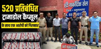 यमुनानगर पुलिस का नशा तस्करों पर शिकंजा, 520 नशीले कैप्सूल बरामद